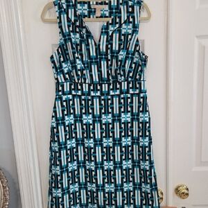 Geometric Blue and Black Dress
